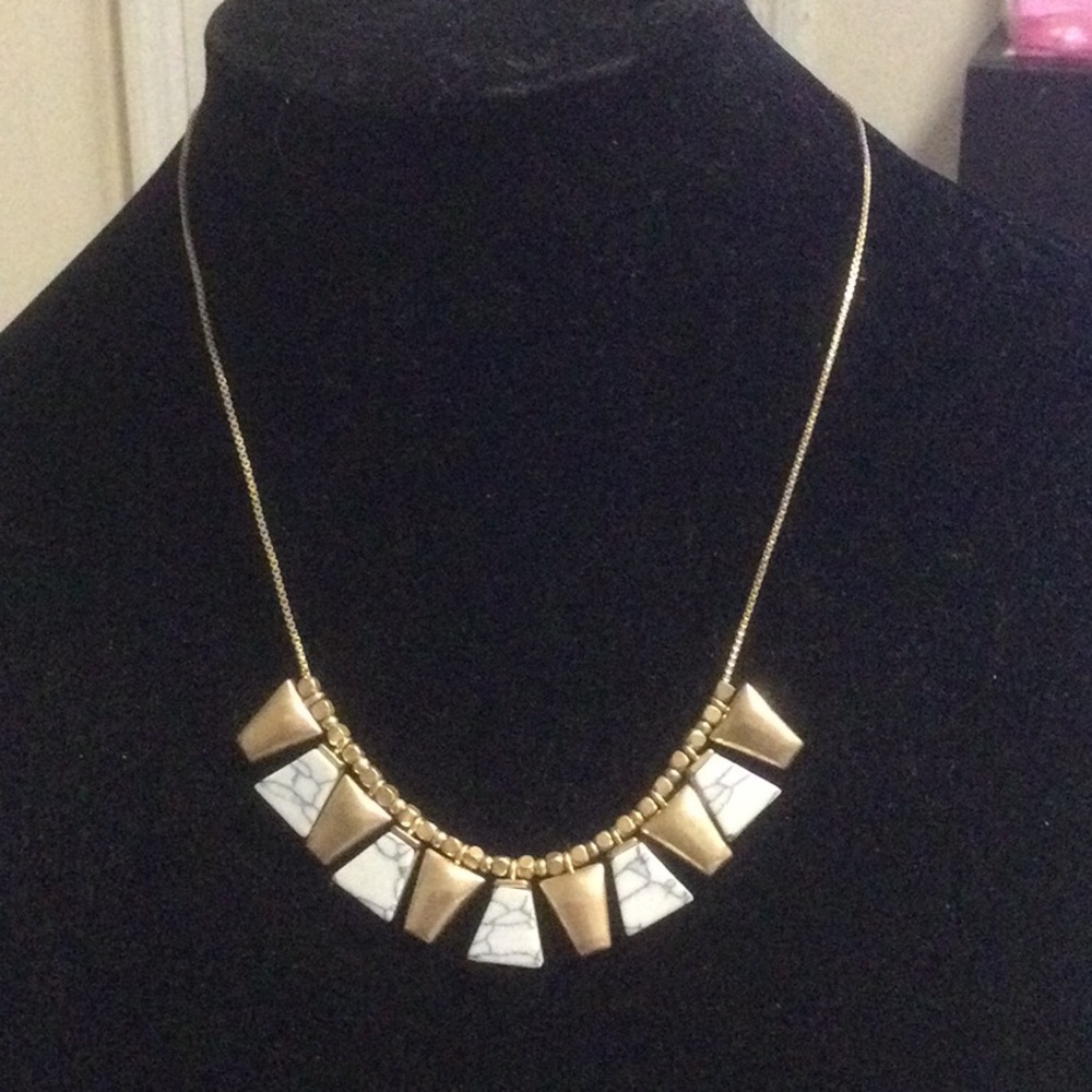 Gold and White Geometric Necklace